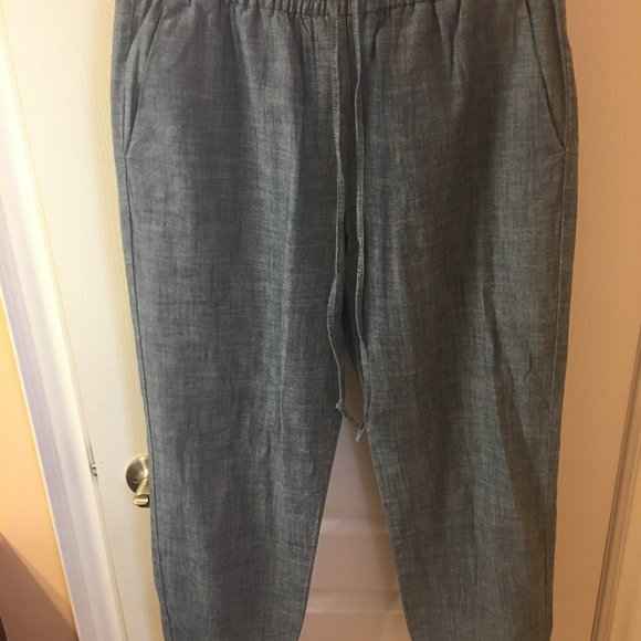 NWOT J. Crew Chambray Drawstring Joggers - Picture 3 of 5